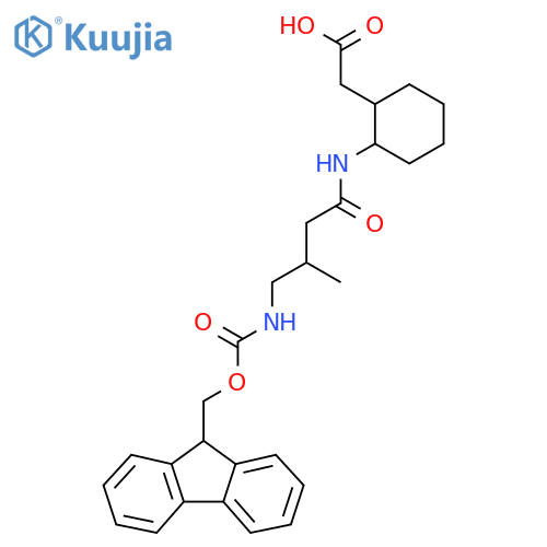 2-{2-4-({(9H-fluoren-9-yl)methoxycarbonyl}amino)-3-methylbutanamidocyclohexyl}acetic acid structure