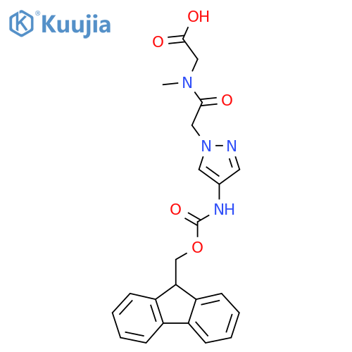 2-{2-4-({(9H-fluoren-9-yl)methoxycarbonyl}amino)-1H-pyrazol-1-yl-N-methylacetamido}acetic acid structure