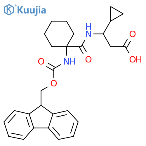 3-cyclopropyl-3-{1-({(9H-fluoren-9-yl)methoxycarbonyl}amino)cyclohexylformamido}propanoic acid structure