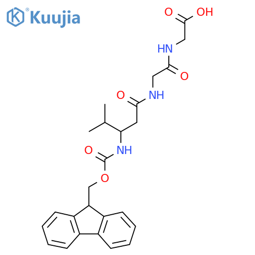 2-{2-3-({(9H-fluoren-9-yl)methoxycarbonyl}amino)-4-methylpentanamidoacetamido}acetic acid structure