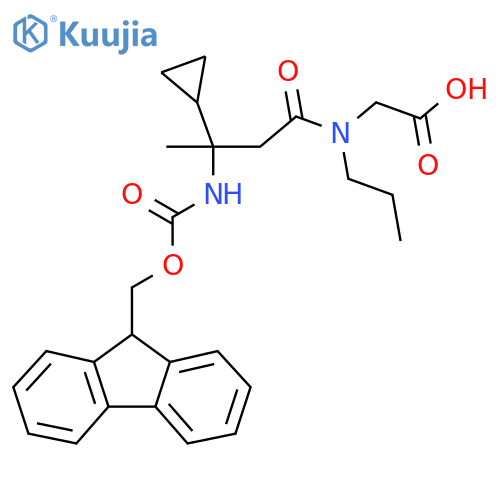 2-3-cyclopropyl-3-({(9H-fluoren-9-yl)methoxycarbonyl}amino)-N-propylbutanamidoacetic acid structure