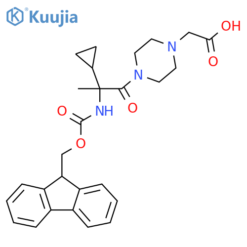 2-{4-2-cyclopropyl-2-({(9H-fluoren-9-yl)methoxycarbonyl}amino)propanoylpiperazin-1-yl}acetic acid structure