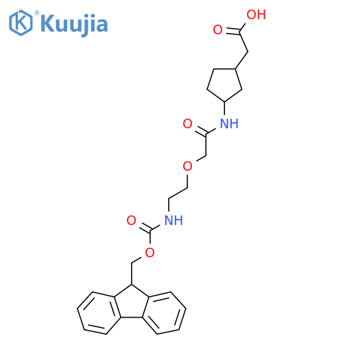 2-(3-{2-2-({(9H-fluoren-9-yl)methoxycarbonyl}amino)ethoxyacetamido}cyclopentyl)acetic acid structure
