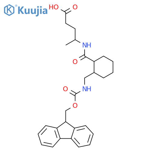 4-({2-({(9H-fluoren-9-yl)methoxycarbonyl}amino)methylcyclohexyl}formamido)pentanoic acid structure