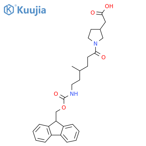 2-{1-6-({(9H-fluoren-9-yl)methoxycarbonyl}amino)-4-methylhexanoylpyrrolidin-3-yl}acetic acid structure