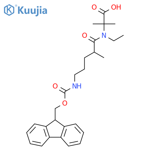 2-N-ethyl-5-({(9H-fluoren-9-yl)methoxycarbonyl}amino)-2-methylpentanamido-2-methylpropanoic acid structure