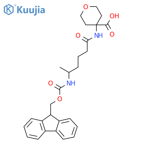 4-5-({(9H-fluoren-9-yl)methoxycarbonyl}amino)hexanamidooxane-4-carboxylic acid structure