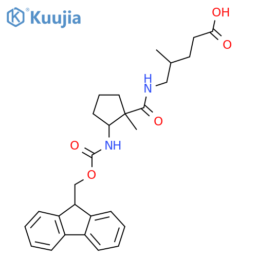 5-{2-({(9H-fluoren-9-yl)methoxycarbonyl}amino)-1-methylcyclopentylformamido}-4-methylpentanoic acid structure