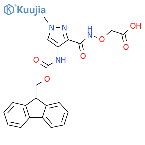 2-({4-({(9H-fluoren-9-yl)methoxycarbonyl}amino)-1-methyl-1H-pyrazol-3-ylformamido}oxy)acetic acid structure