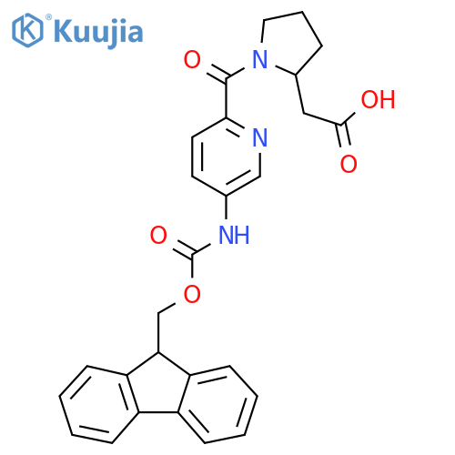 2-{1-5-({(9H-fluoren-9-yl)methoxycarbonyl}amino)pyridine-2-carbonylpyrrolidin-2-yl}acetic acid structure