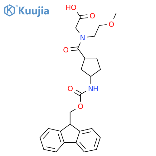 2-{1-3-({(9H-fluoren-9-yl)methoxycarbonyl}amino)cyclopentyl-N-(2-methoxyethyl)formamido}acetic acid structure