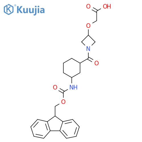 2-({1-3-({(9H-fluoren-9-yl)methoxycarbonyl}amino)cyclohexanecarbonylazetidin-3-yl}oxy)acetic acid structure
