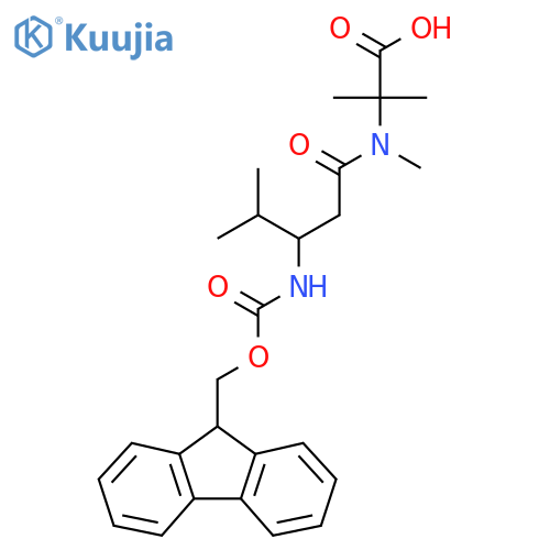 2-3-({(9H-fluoren-9-yl)methoxycarbonyl}amino)-N,4-dimethylpentanamido-2-methylpropanoic acid structure