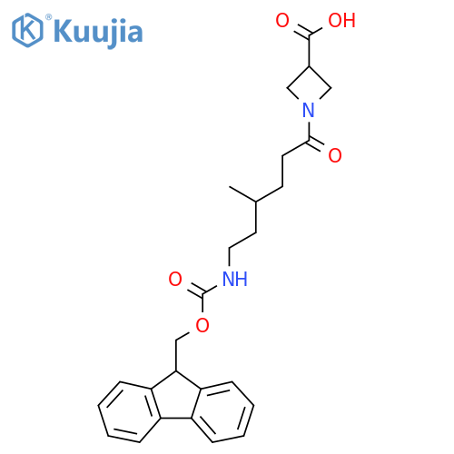 1-6-({(9H-fluoren-9-yl)methoxycarbonyl}amino)-4-methylhexanoylazetidine-3-carboxylic acid structure