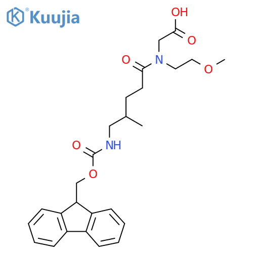 2-5-({(9H-fluoren-9-yl)methoxycarbonyl}amino)-N-(2-methoxyethyl)-4-methylpentanamidoacetic acid structure