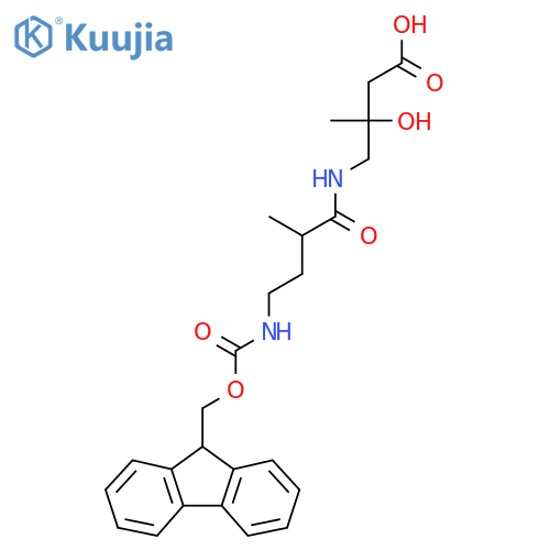 4-4-({(9H-fluoren-9-yl)methoxycarbonyl}amino)-2-methylbutanamido-3-hydroxy-3-methylbutanoic acid structure