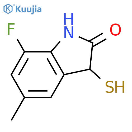 7-fluoro-5-methyl-3-sulfanyl-2,3-dihydro-1H-indol-2-one structure