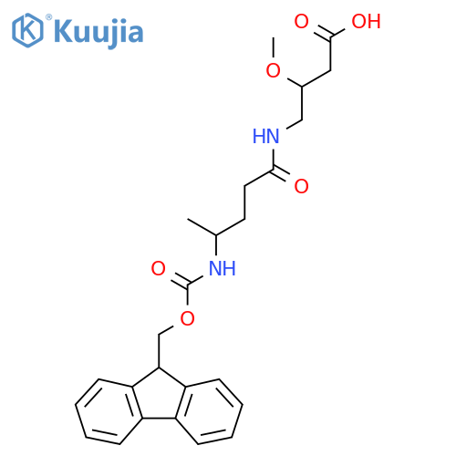 4-4-({(9H-fluoren-9-yl)methoxycarbonyl}amino)pentanamido-3-methoxybutanoic acid structure