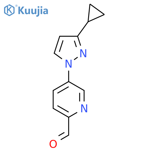5-(3-cyclopropyl-1H-pyrazol-1-yl)pyridine-2-carbaldehyde structure
