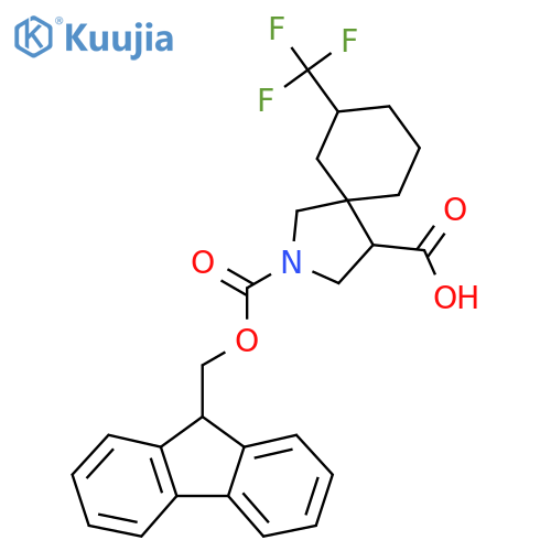 2-{(9H-fluoren-9-yl)methoxycarbonyl}-7-(trifluoromethyl)-2-azaspiro4.5decane-4-carboxylic acid structure