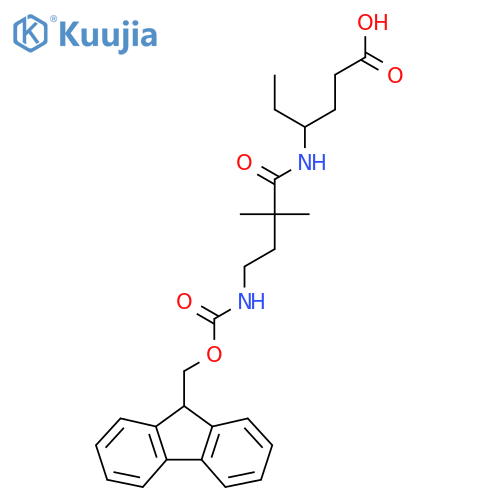 4-4-({(9H-fluoren-9-yl)methoxycarbonyl}amino)-2,2-dimethylbutanamidohexanoic acid structure