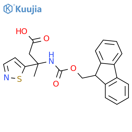 3-({(9H-fluoren-9-yl)methoxycarbonyl}amino)-3-(1,2-thiazol-5-yl)butanoic acid structure