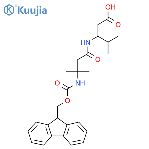3-3-({(9H-fluoren-9-yl)methoxycarbonyl}amino)-3-methylbutanamido-4-methylpentanoic acid structure