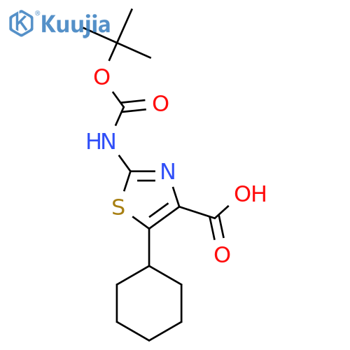 2-{(tert-butoxy)carbonylamino}-5-cyclohexyl-1,3-thiazole-4-carboxylic acid structure