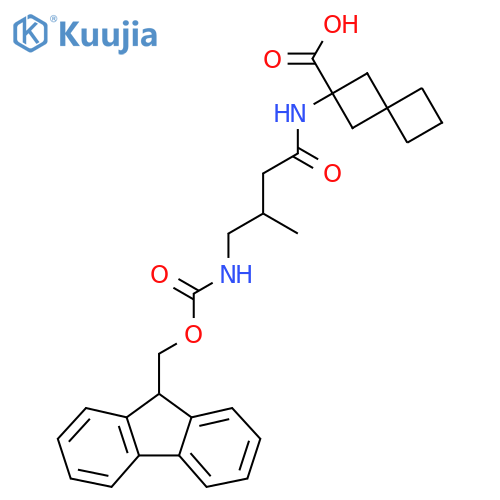 2-4-({(9H-fluoren-9-yl)methoxycarbonyl}amino)-3-methylbutanamidospiro3.3heptane-2-carboxylic acid structure