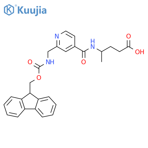 4-({2-({(9H-fluoren-9-yl)methoxycarbonyl}amino)methylpyridin-4-yl}formamido)pentanoic acid structure