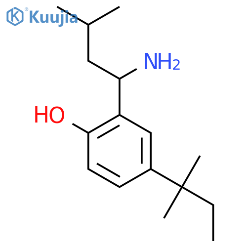 2-(1-amino-3-methylbutyl)-4-(2-methylbutan-2-yl)phenol structure