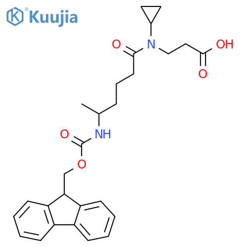 3-N-cyclopropyl-5-({(9H-fluoren-9-yl)methoxycarbonyl}amino)hexanamidopropanoic acid structure