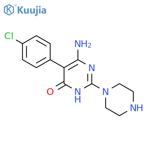 6-Amino-5-(4-chlorophenyl)-2-(piperazin-1-yl)-3,4-dihydropyrimidin-4-one structure