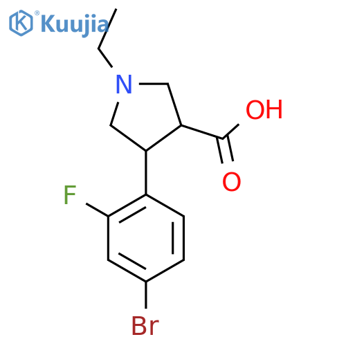 4-(4-bromo-2-fluorophenyl)-1-ethylpyrrolidine-3-carboxylic acid structure