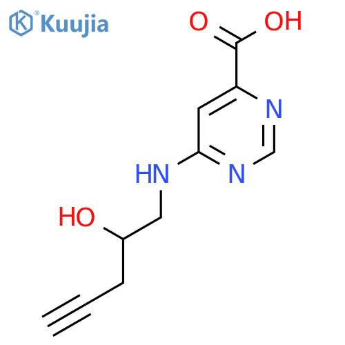 6-(2-hydroxypent-4-yn-1-yl)aminopyrimidine-4-carboxylic acid structure