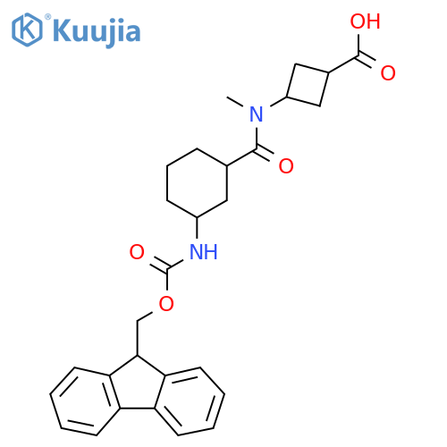 3-N-methyl3-({(9H-fluoren-9-yl)methoxycarbonyl}amino)cyclohexaneamidocyclobutane-1-carboxylic acid structure