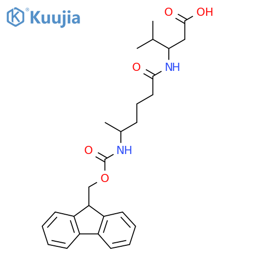 3-5-({(9H-fluoren-9-yl)methoxycarbonyl}amino)hexanamido-4-methylpentanoic acid structure