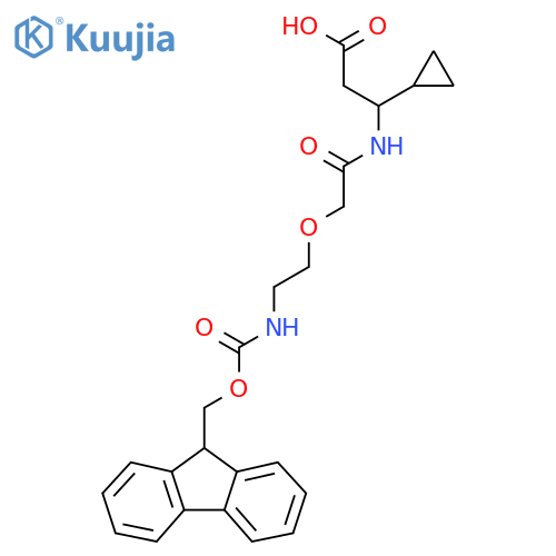 3-cyclopropyl-3-{2-2-({(9H-fluoren-9-yl)methoxycarbonyl}amino)ethoxyacetamido}propanoic acid structure
