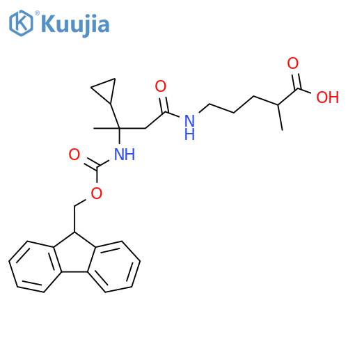 5-3-cyclopropyl-3-({(9H-fluoren-9-yl)methoxycarbonyl}amino)butanamido-2-methylpentanoic acid structure