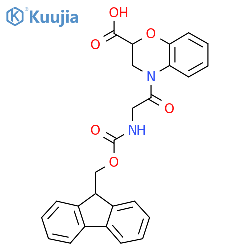 4-2-({(9H-fluoren-9-yl)methoxycarbonyl}amino)acetyl-3,4-dihydro-2H-1,4-benzoxazine-2-carboxylic acid structure