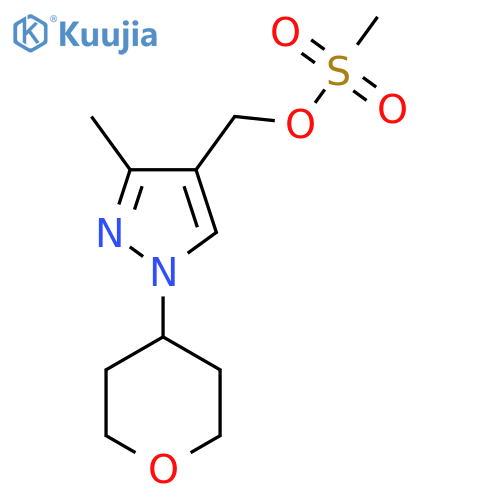 3-methyl-1-(oxan-4-yl)-1H-pyrazol-4-ylmethyl methanesulfonate structure