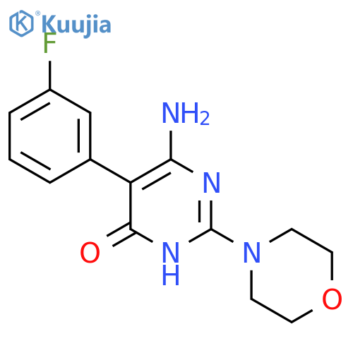 6-Amino-5-(3-fluorophenyl)-2-(morpholin-4-yl)-3,4-dihydropyrimidin-4-one structure