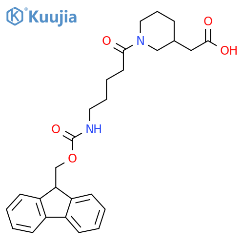 2-{1-5-({(9H-fluoren-9-yl)methoxycarbonyl}amino)pentanoylpiperidin-3-yl}acetic acid structure