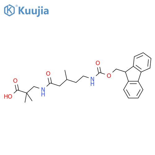 3-5-({(9H-fluoren-9-yl)methoxycarbonyl}amino)-3-methylpentanamido-2,2-dimethylpropanoic acid structure