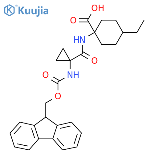 4-ethyl-1-1-({(9H-fluoren-9-yl)methoxycarbonyl}amino)cyclopropaneamidocyclohexane-1-carboxylic acid structure