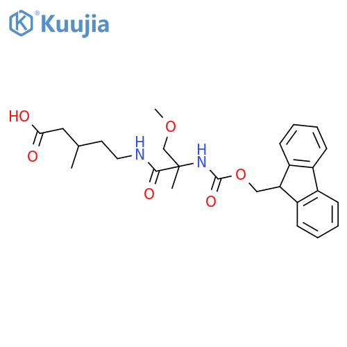 5-2-({(9H-fluoren-9-yl)methoxycarbonyl}amino)-2-(methoxymethyl)propanamido-3-methylpentanoic acid structure