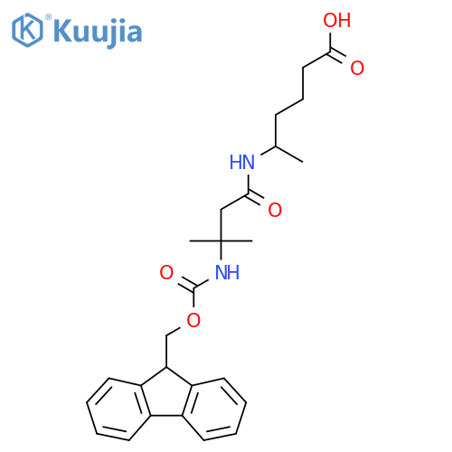 5-3-({(9H-fluoren-9-yl)methoxycarbonyl}amino)-3-methylbutanamidohexanoic acid structure