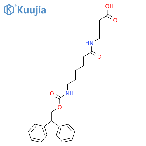 4-6-({(9H-fluoren-9-yl)methoxycarbonyl}amino)hexanamido-3,3-dimethylbutanoic acid structure
