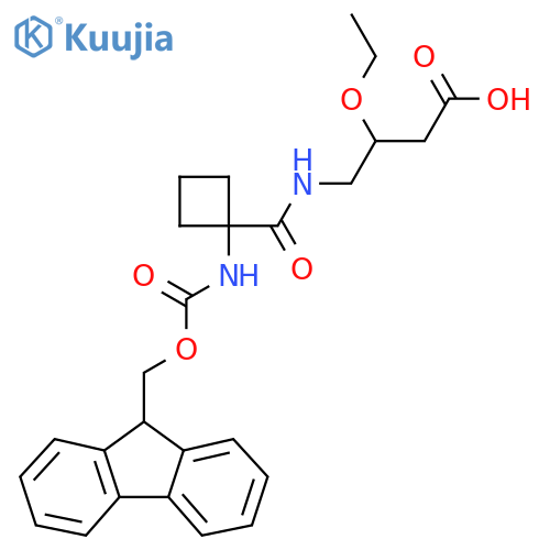 3-ethoxy-4-{1-({(9H-fluoren-9-yl)methoxycarbonyl}amino)cyclobutylformamido}butanoic acid structure