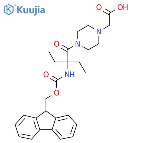 2-{4-2-ethyl-2-({(9H-fluoren-9-yl)methoxycarbonyl}amino)butanoylpiperazin-1-yl}acetic acid structure